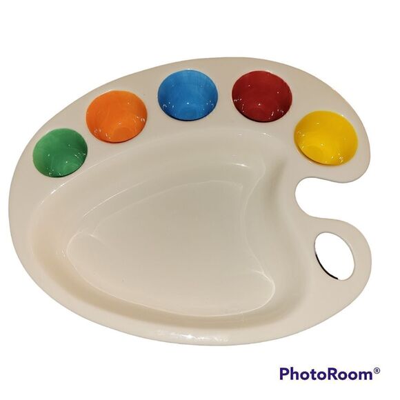 Blanc de blanc Artist panter palette multicolored serving platter - Picture 1 of 4